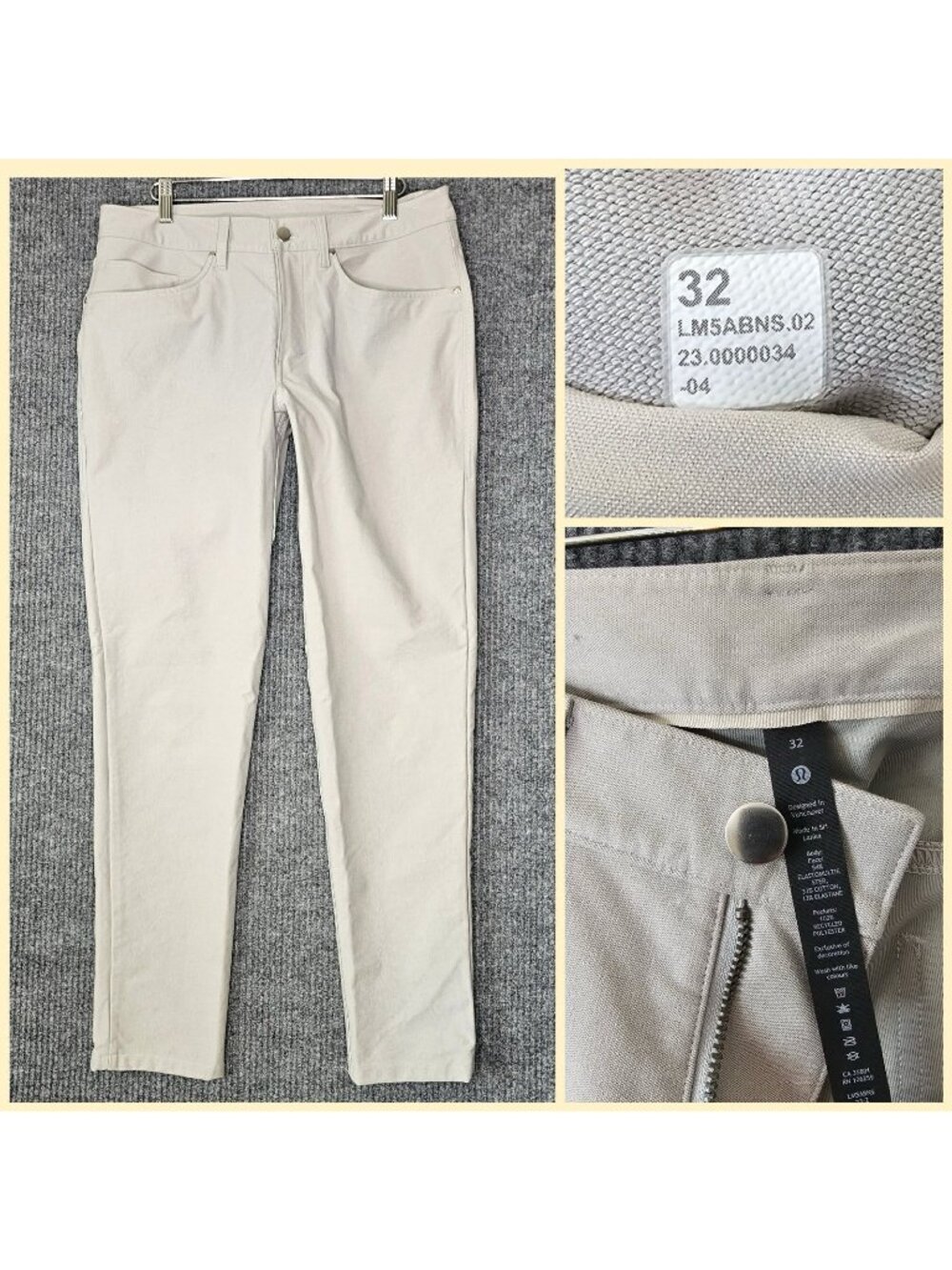 Lululemon ABC Utilitech Pants Mens 32x31 Seal Gray Abrasion Resistant Slim Fit